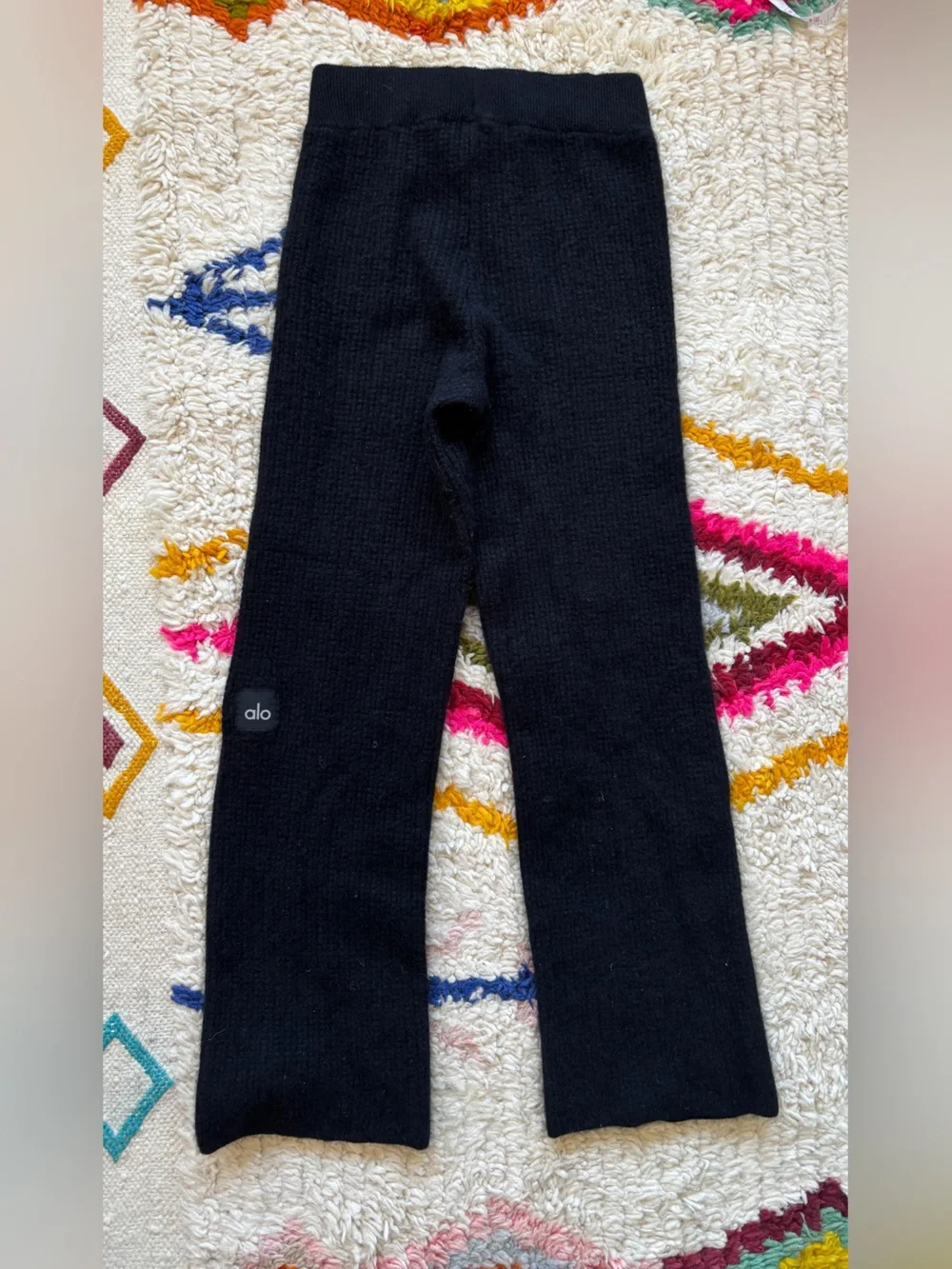 ALO Black 100% Cashmere Waffle Sweater Set (Top and Bottom)